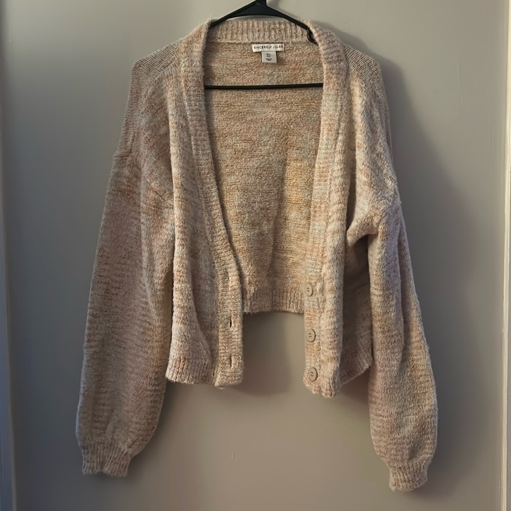 Sincerely Jules Large Pink Drop Shoulder Knit Button Up Cardigan Light weight